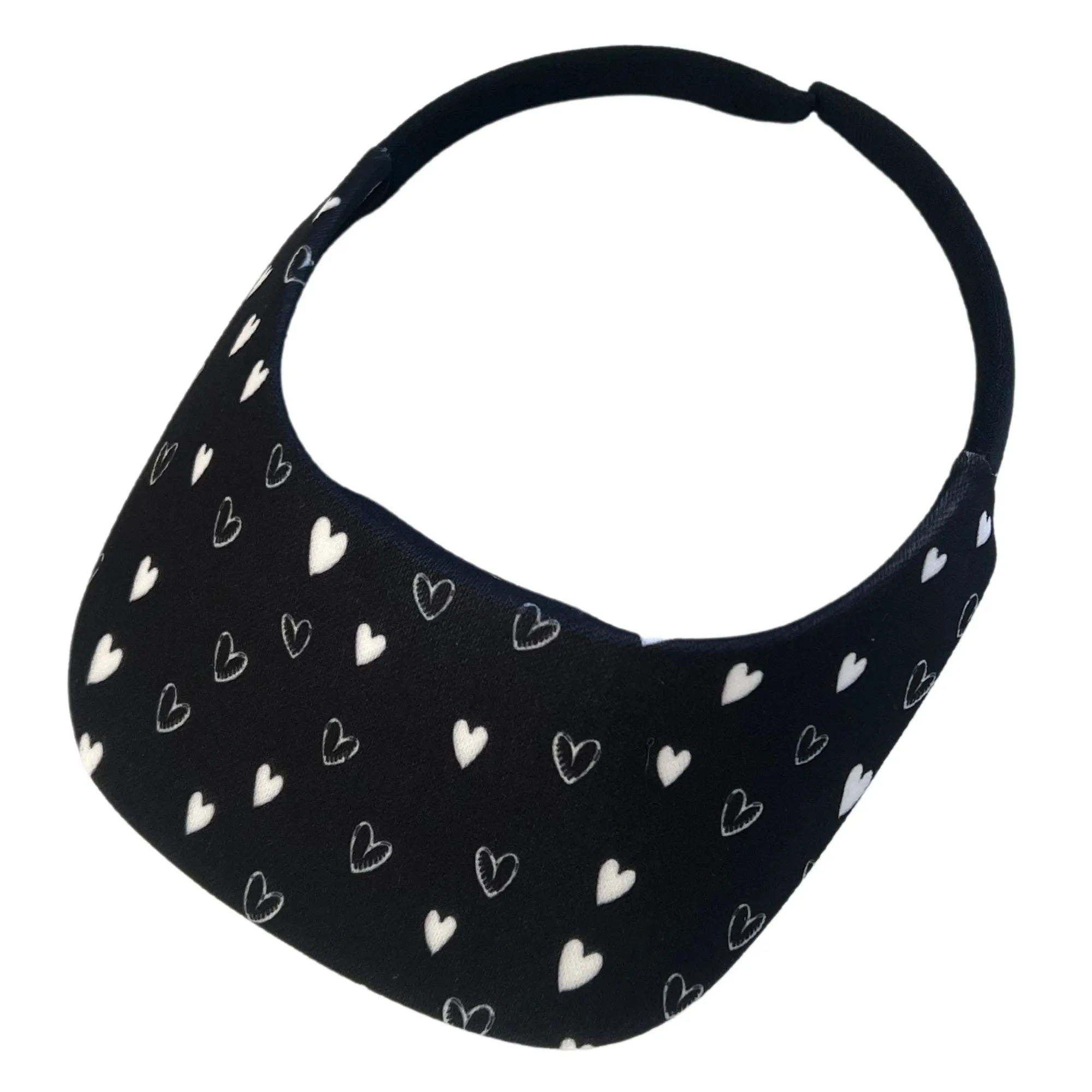 Square Brim - Sketchy Hearts Black w/ White