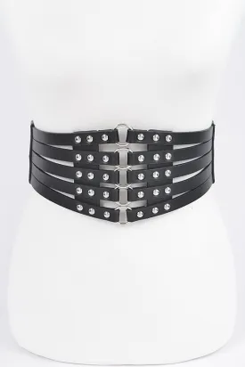 Studded Waist Elastic Belt