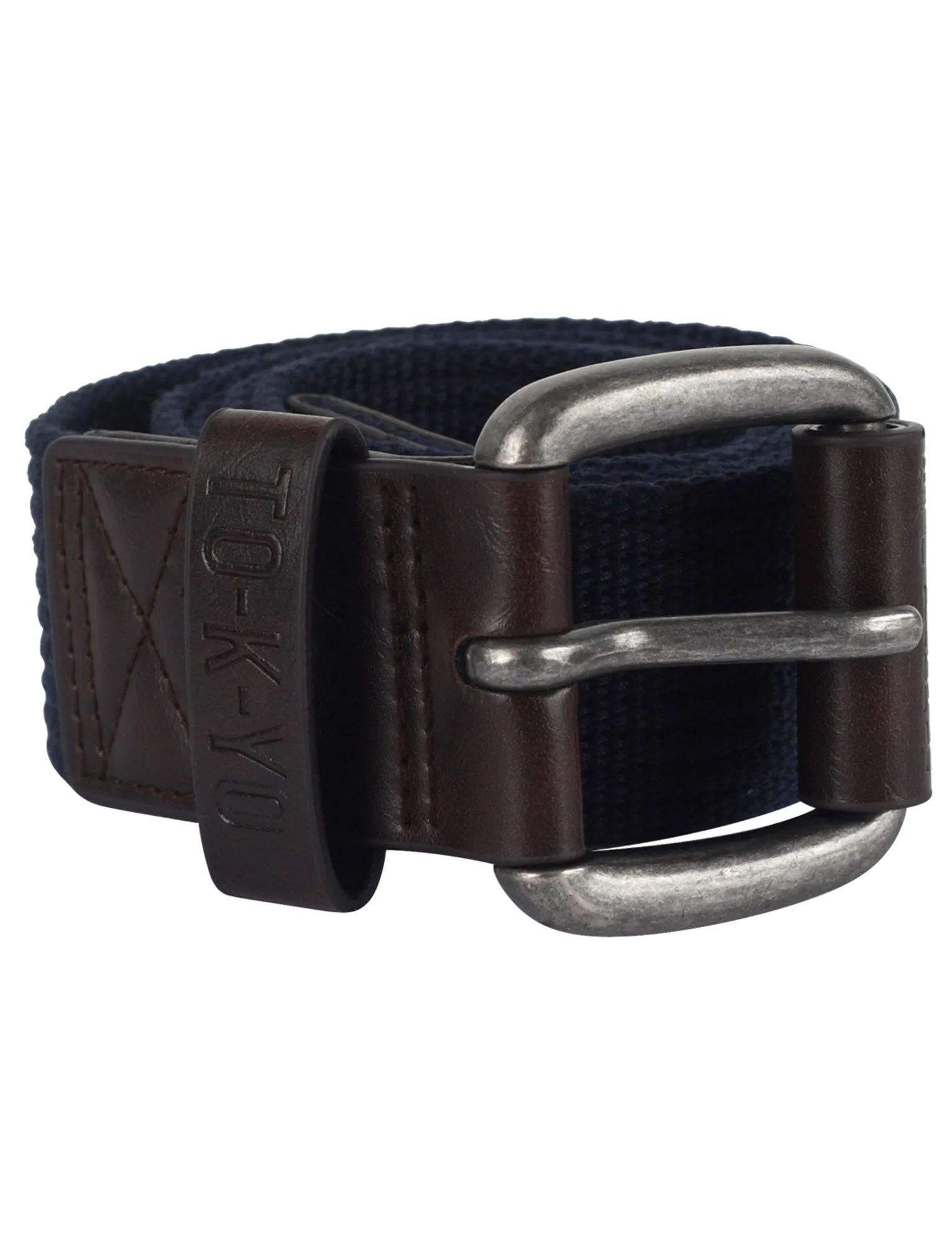 Tokyo Laundry Kane Textured Woven Belt in Midnight Blue