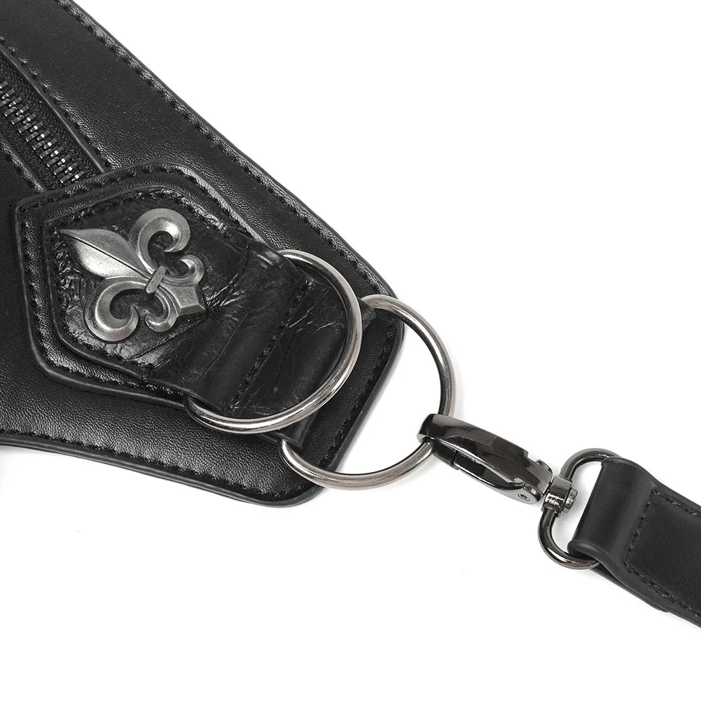 Unisex Skull Studded Chain Waist Bag / Steampunk Faux Leather Bag