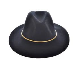 Wool Felt Fedora, Brass band. Boho Medium-Wide Brim Hat, Rancher Hat, Western Style Hat. Black, Grey or Burgundy